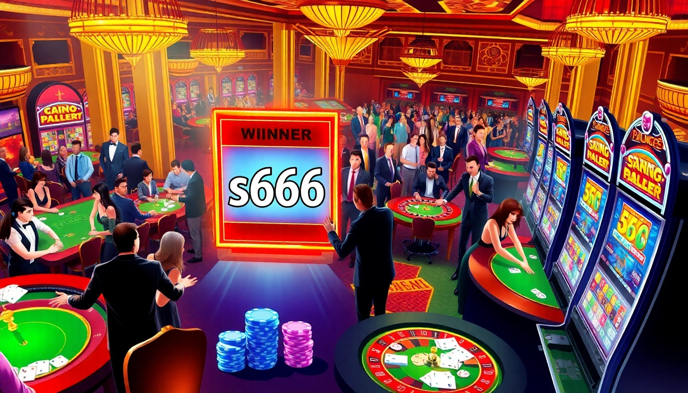 Gamblers enjoying games at a vibrant casino featuring luxury elements and the keyword s666.