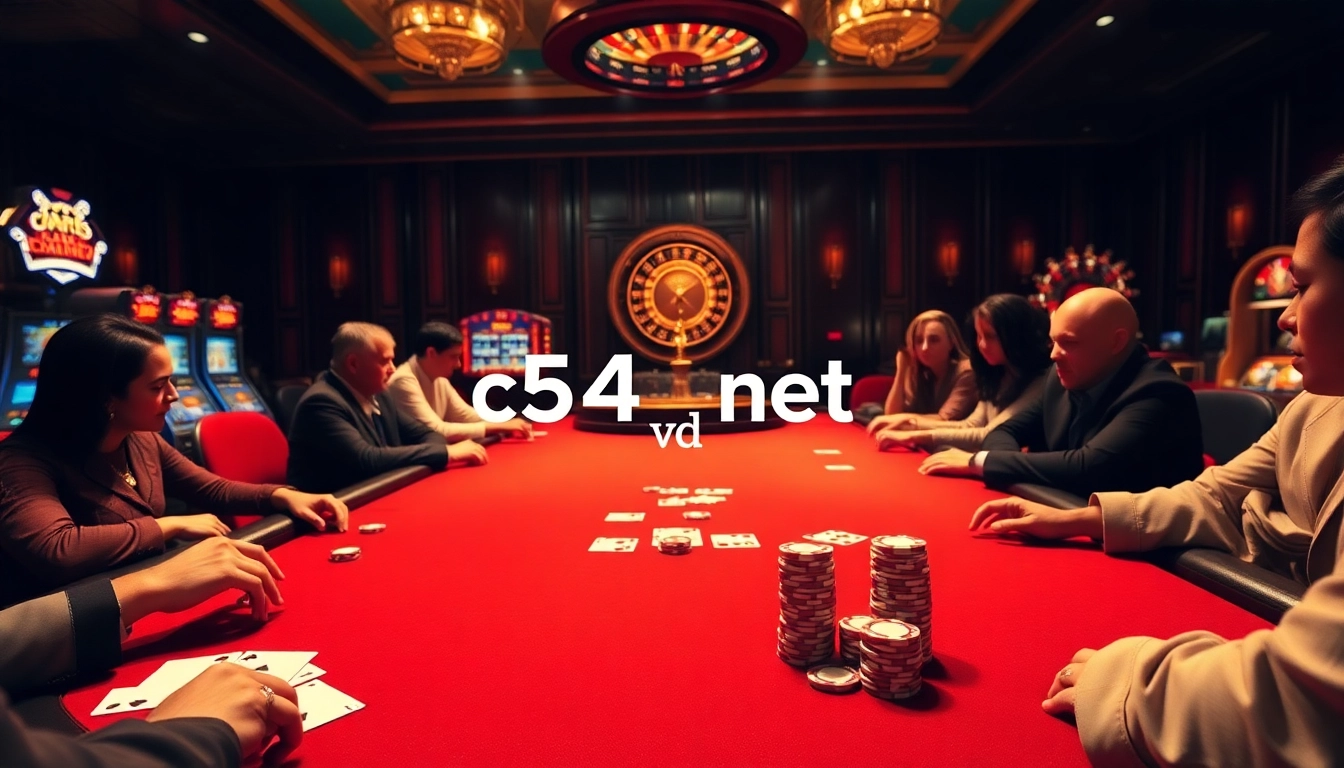 Experience thrilling gameplay at c54.gb.net with players engaging at a lavish casino table.